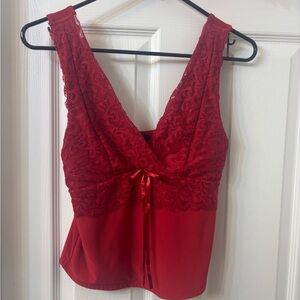 Chic Red Lace Tank Top